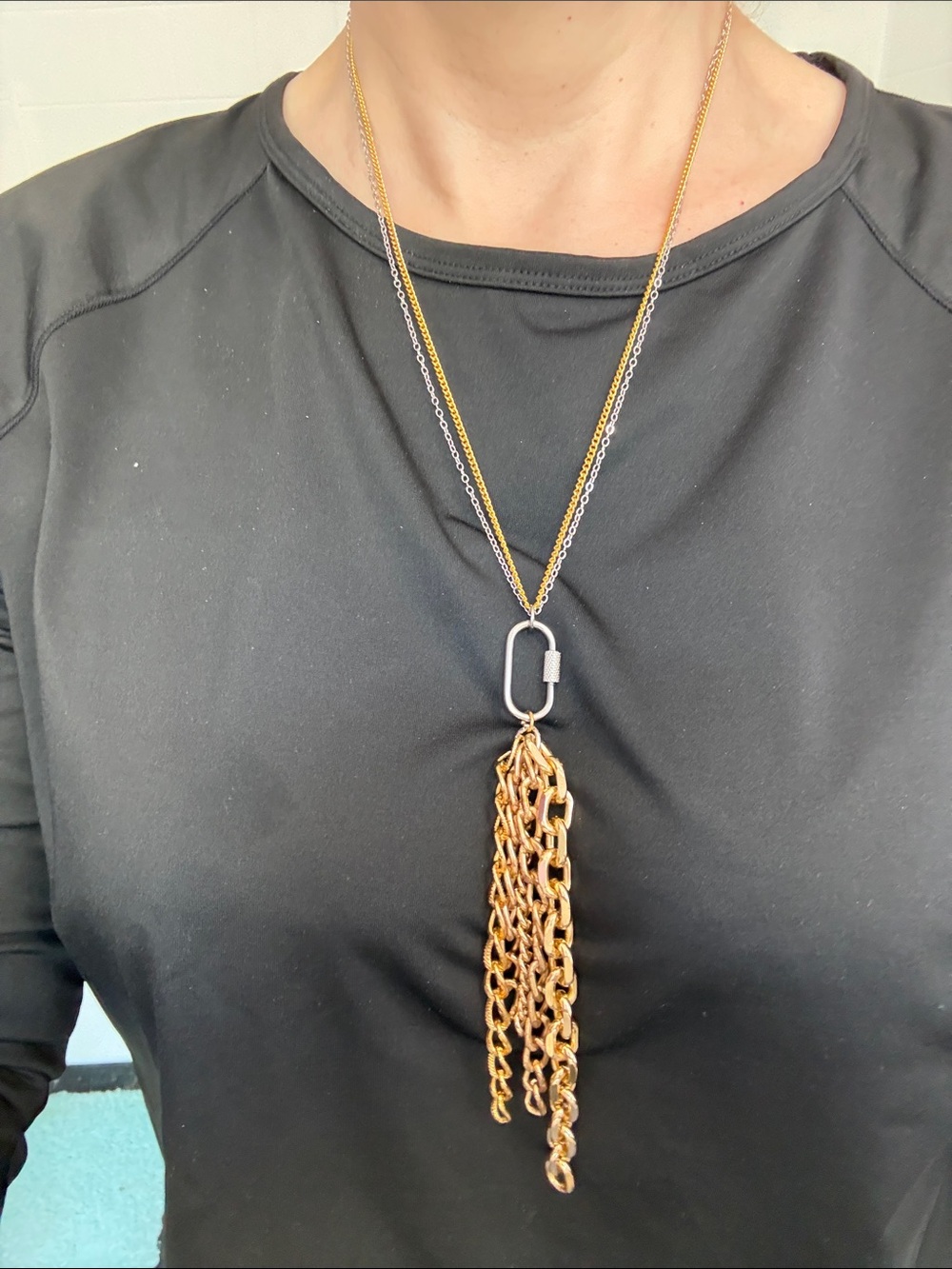 Hand-Crafted Gold and Silver Two-Tone Tassel Necklace - Women Jewelry
